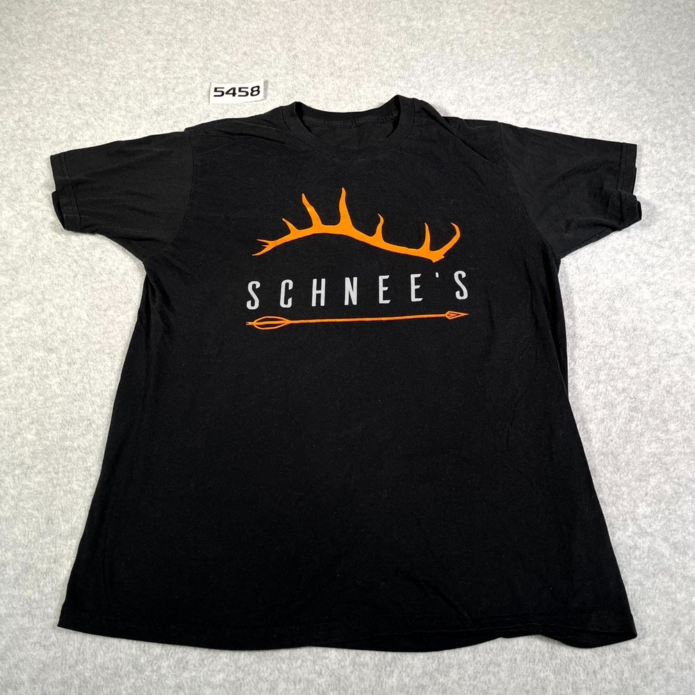 Schnee's T Shirt Mens Medium Black Crew Neck Antler Arrow‎ Graphic Logo Casual